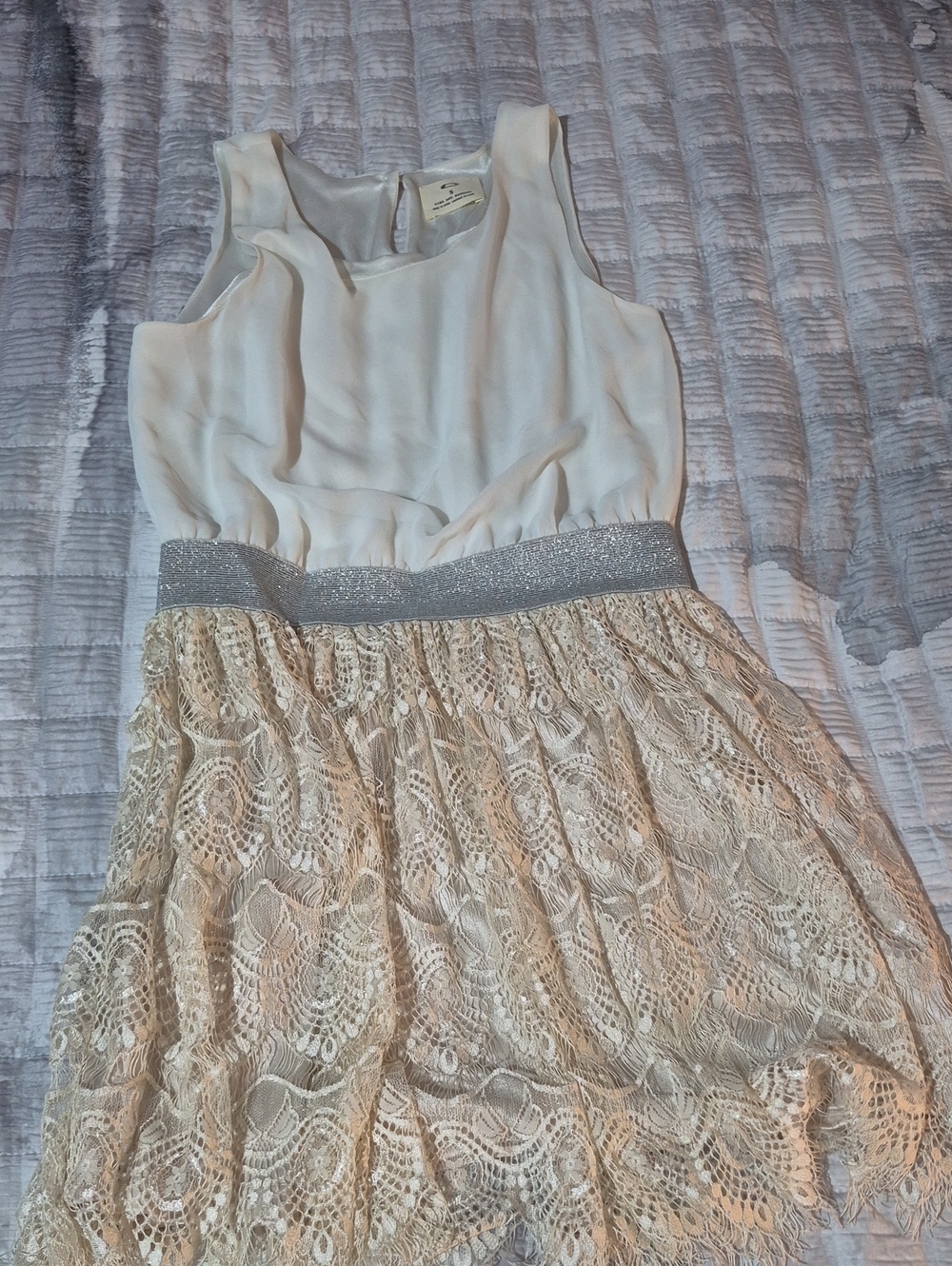 Pins & Needles Ivory Lace Dress with Silver Waistband